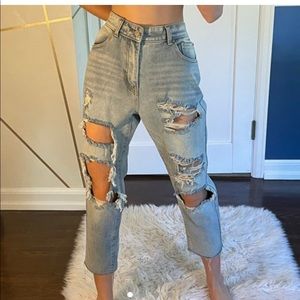 Nasty gal light washed ripped jeans